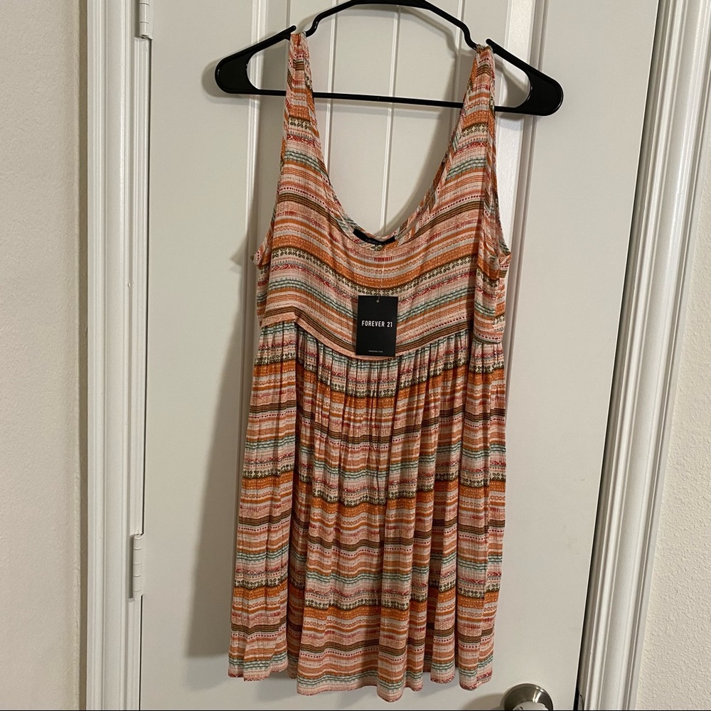 Forever 21 Orange Striped Swing sun dress size small